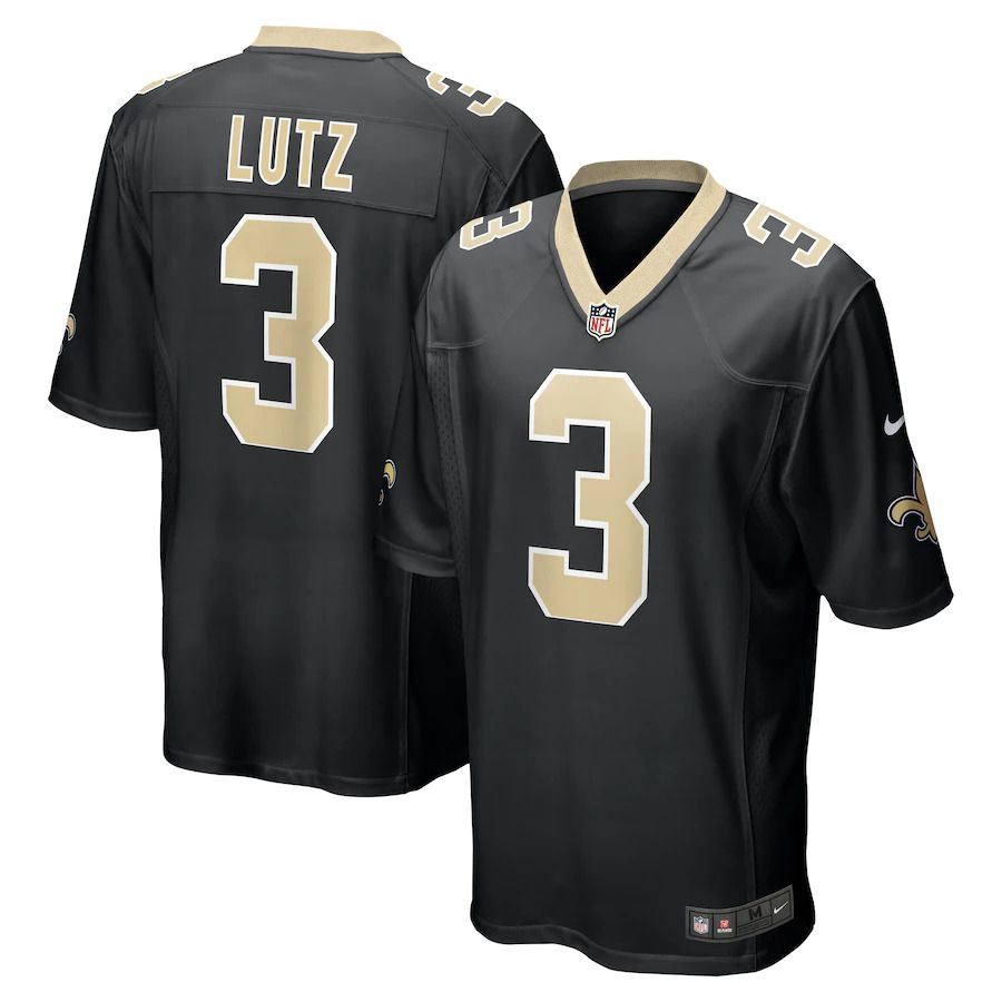 Men New Orleans Saints 3 Wil Lutz Nike Black Game NFL Jersey